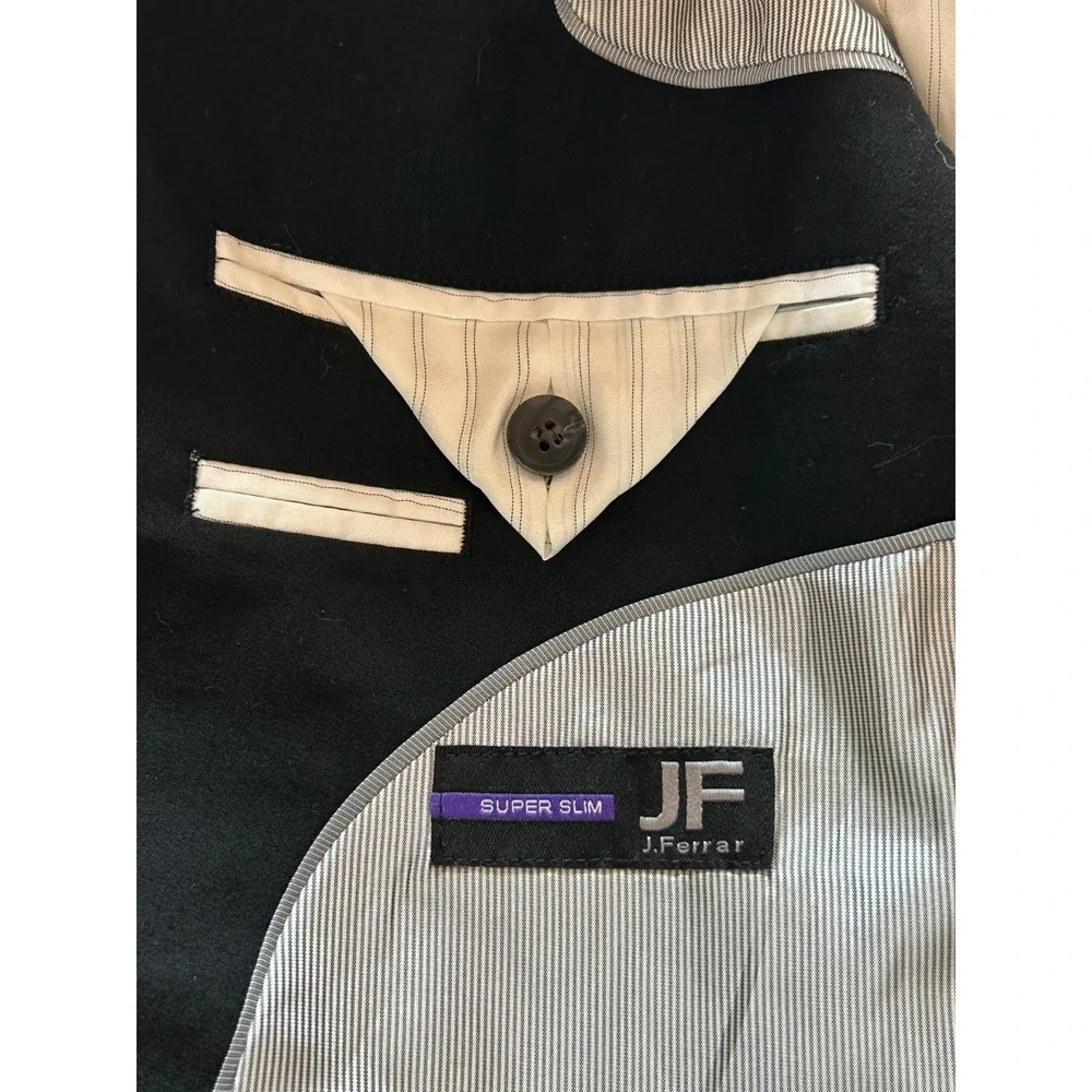 J Ferrar Super Slim Fit Black Mens Preppy Sports Coat Two Button Jacket Size 44R